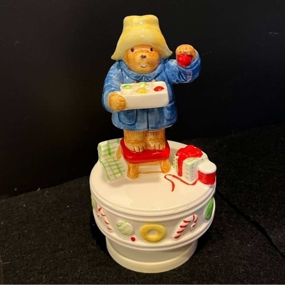 Vintage 1984 Schmid Paddington Bear Music Box, We Wish You a Merry Christmas